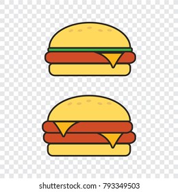 Fast food snacks and drinks flat vector icons. Fastfood icons. Snack bag vector food