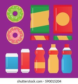 Fast food snacks and drinks vector