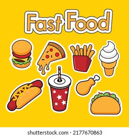 Fast Food Snacks Icons Set Drinks Stock Vector (Royalty Free ...