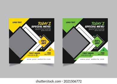 Fast Food Social Media Banner Design, Template. Vector illustration.