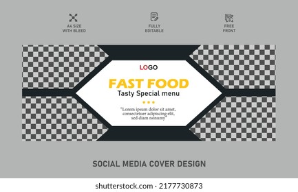 Fast Food Social Media Cover Photos Design Template. Healthy Food Cover Design