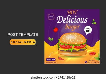 Fast food social media and internet promotion template.  Advertising, advertising banner, product marketing. EPS 10.