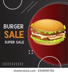 Fast food social media marketing web banner template design. Pizza, burger and healthy food business online promotion flyer with abstract background, logo and icon. Sale cover.