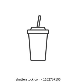 Fast food soda drink line icon.