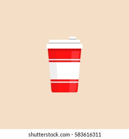 Fast food soda drink plastic cup flat ilustration
