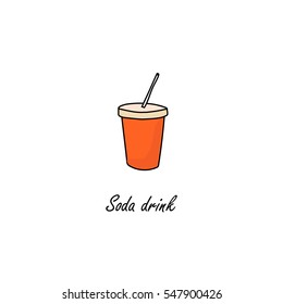 Fast food soda drink sketch hand drawn icon