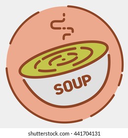 Fast food soup icon. Healthy snack sign. Trendy flat line design. Vector illustration