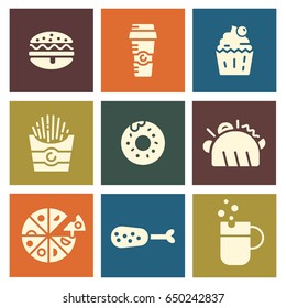 Fast food. Square icons.