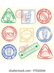 Fast Food Stamps Set             vector eps10