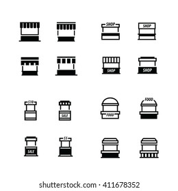 Fast food stand icons set