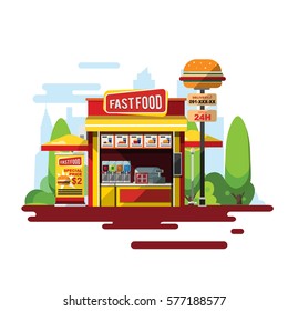 Fast Food Stand Illustration Flat Design