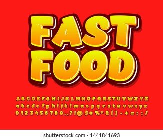 Fast Food Sticker Font Effect. Modern Alphaber Design For Banner