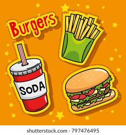 fast food stickers pop art