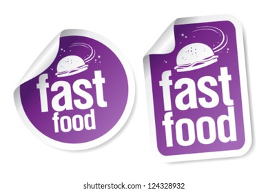 Fast Food stickers set in in space style.