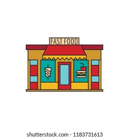 Fast food store icon. Cartoon Fast food store vector icon for web design isolated on white background
