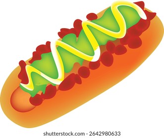 fast food, street food, modern food and simple hotdog, hot dog topping wasabi.