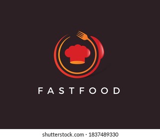 Fast Food is a stylish Fast Food Restaurant or cafe Logo with serving platter & speed meter concept