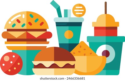 fast food sweeties and bakery icon vector art illustration image 3