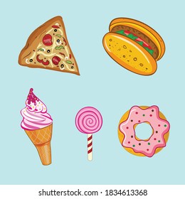 Fast food and sweets vector set