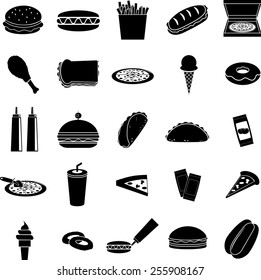 fast food symbols set