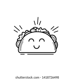 Fast food Taco icon. Vector illustration. Taco drawn lines icon.Fast food on the go, on the outdoor