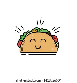 Fast food Taco icon. Vector illustration. Taco drawn lines icon.Fast food on the go, on the outdoor