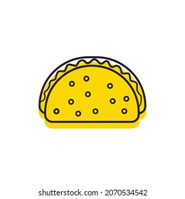 Fast food Taco icon. Vector illustration. Taco drawn lines icon.Fast food on the go, on the outdoor
