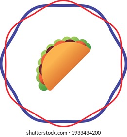 fast food, tacos or mexican fajitas, vector image with white background