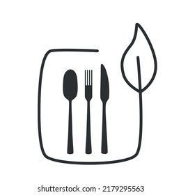 Fast food and take away eco packaging symbol for restaurant, cafe, bistro and diner. Plastic free and recyclable. Vector stock illustration isolated on white background. EPS10