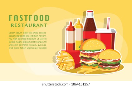 Fast food, Tasty set fast food vector isolated on white background