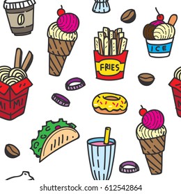 Fast food theme seamless pattern