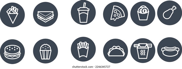 Fast Food Thin Line Icons