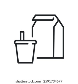 Fast food thin line icons. Perfect pixel on transparent background