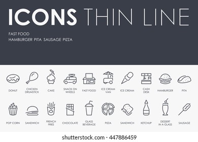 Fast Food Thin Line Icons