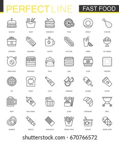 Fast food thin line web icons set. Outline stroke icons design.
