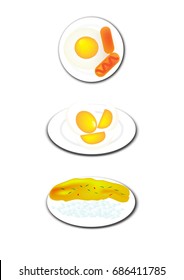 Fast food, three egg menus,vector illustration design.