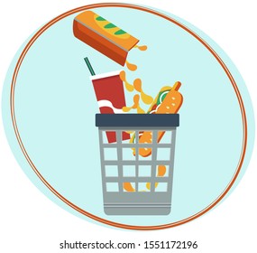 
Fast food thrown into the bin