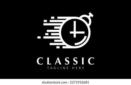 Fast Food time clock icon abstract monogram vector logo template