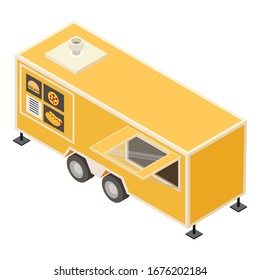 Fast food trailer icon. Isometric of fast food trailer vector icon for web design isolated on white background