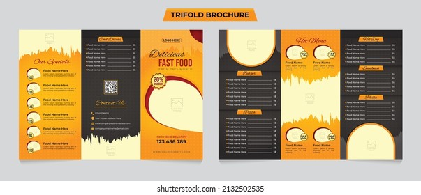 Fast Food Trifold Brochure Restaurant Menu Template