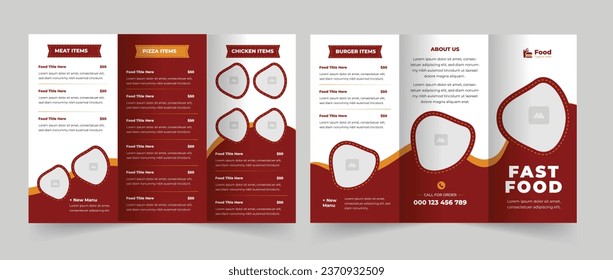 Fast food trifold, fast food brochure, trifold template design, food menu brochure, food menu design