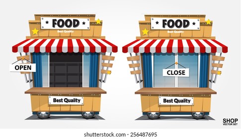 Fast food trolley on a colored background. 