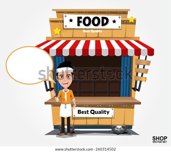 Fast food trolley\
on a colored background. 