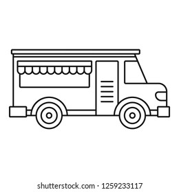 Fast Food Truck Icon. Outline Fast Food Truck Vector Icon For Web Design Isolated On White Background