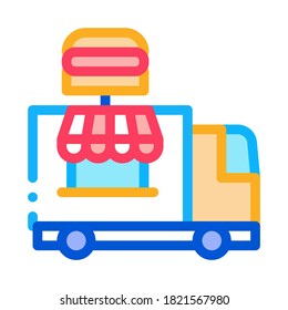 fast food truck icon vector. fast food truck sign. color symbol illustration