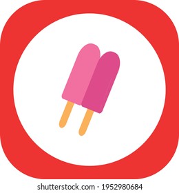 fast food, two popsicles. vector image white and red background on texture