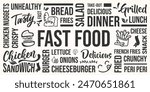 Fast Food Typo Collage Wallpaper Vector