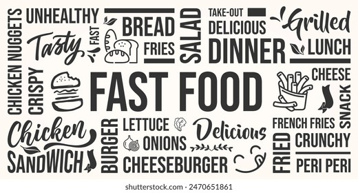 Fast Food Typo Collage Wallpaper Vector