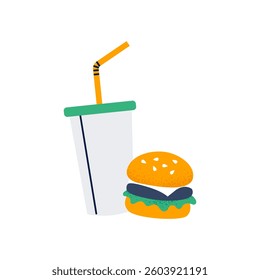Fast food. Unhealthy habits and addictions concept. Vector illustration on a white background. 