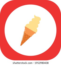 fast food, vanilla cone. vector image with white and red background